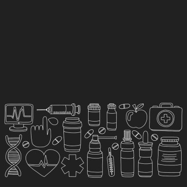 Eczacılık ve tıp vektör resimler doodle