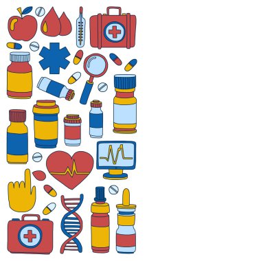 Eczacılık ve tıp vektör resimler doodle