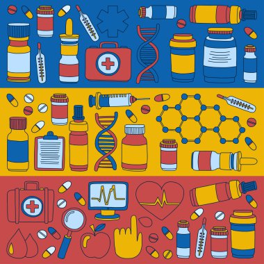 Eczacılık ve tıp vektör resimler doodle