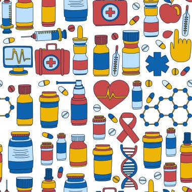 Eczacılık ve tıp vektör resimler doodle