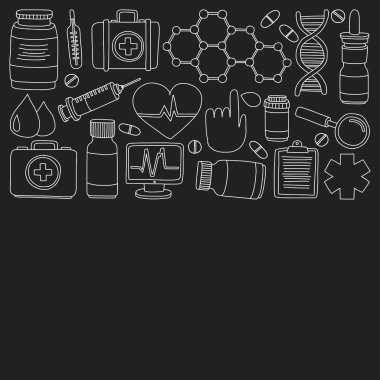 Eczacılık ve tıp vektör resimler doodle