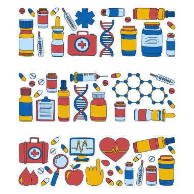 Eczacılık ve tıp vektör resimler doodle