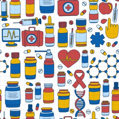 Eczacılık ve tıp vektör resimler doodle