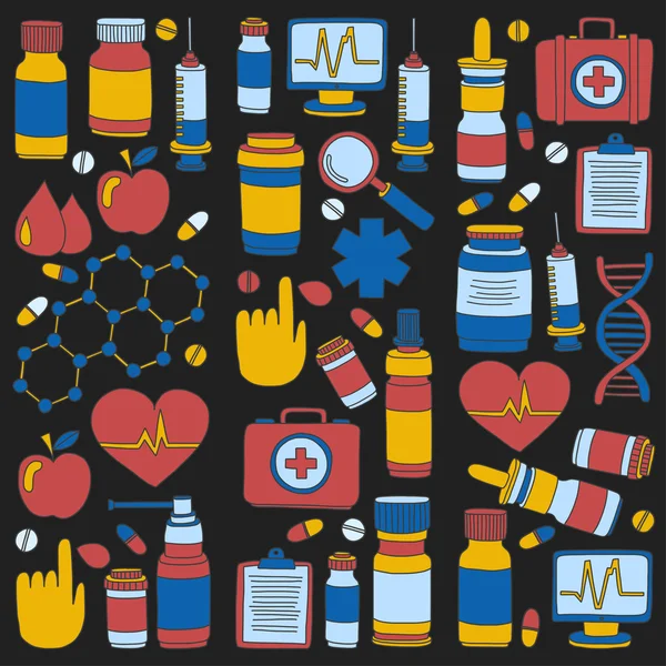 Eczacılık ve tıp vektör resimler doodle