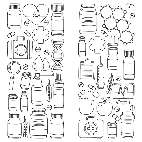 Farmaci och medicin doodle vektor bilder — Stock vektor