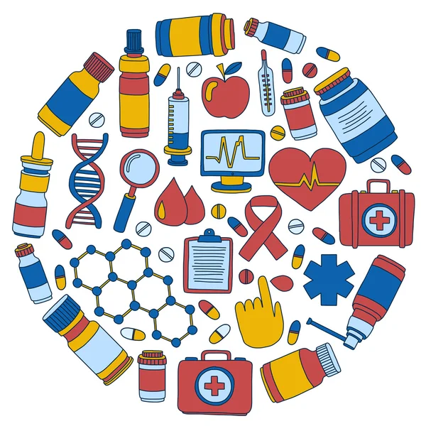 Eczacılık ve tıp vektör resimler doodle