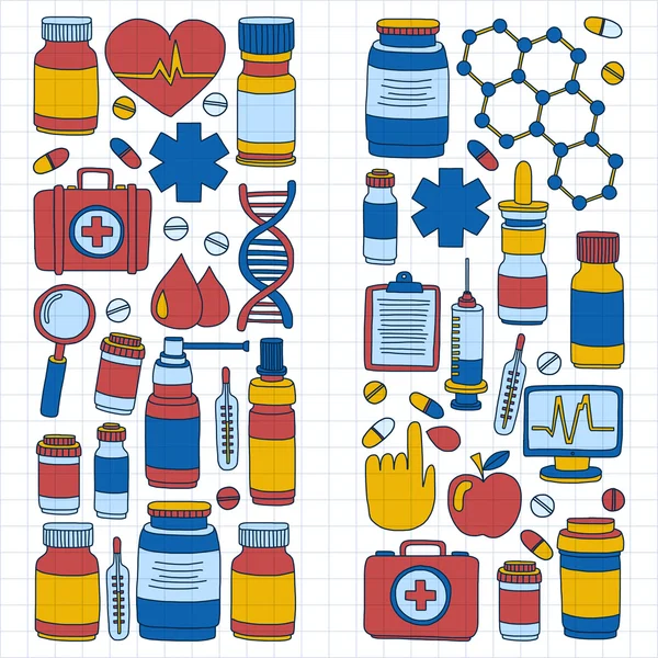 药剂业及医学涂鸦矢量图片 — 图库矢量图片
