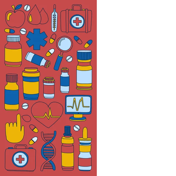 Eczacılık ve tıp vektör resimler doodle