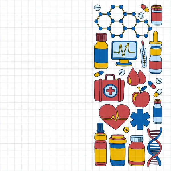 Eczacılık ve tıp vektör resimler doodle
