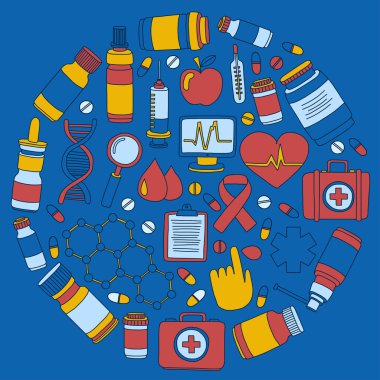 Eczacılık ve tıp vektör resimler doodle