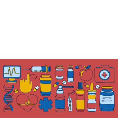 Eczacılık ve tıp vektör resimler doodle