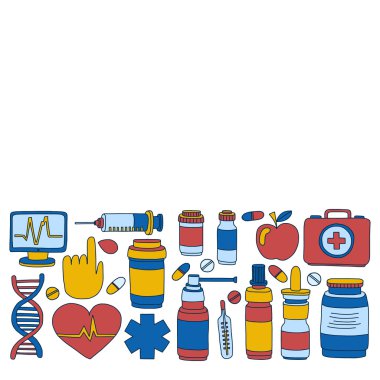 Eczacılık ve tıp vektör resimler doodle