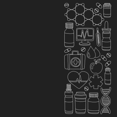 Eczacılık ve tıp vektör resimler doodle