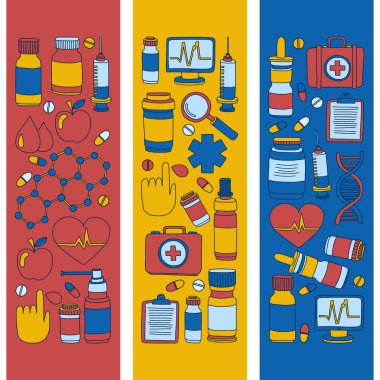 Eczacılık ve tıp vektör resimler doodle