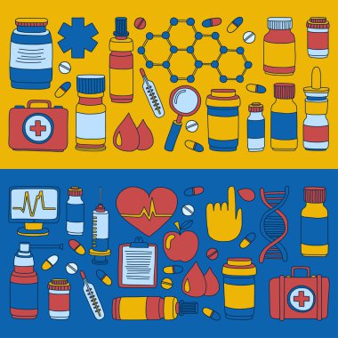 Eczacılık ve tıp vektör resimler doodle