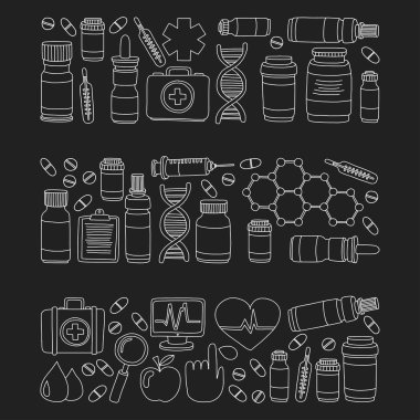 Eczacılık ve tıp vektör resimler doodle