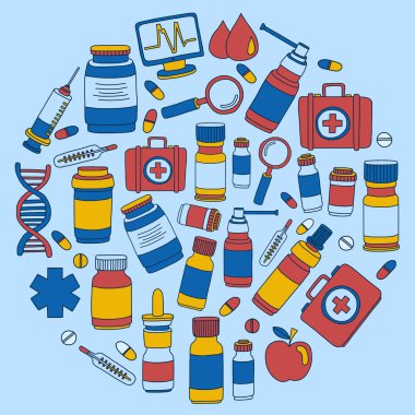 Eczacılık ve tıp vektör resimler doodle