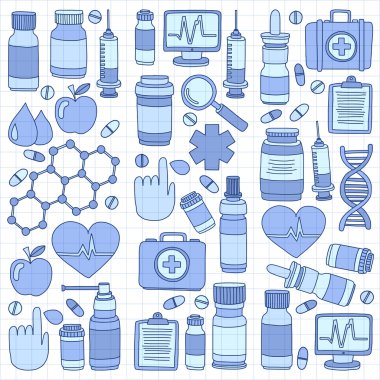 Eczacılık ve tıp vektör resimler doodle
