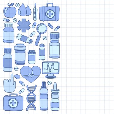 Eczacılık ve tıp vektör resimler doodle