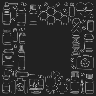 Eczacılık ve tıp vektör resimler doodle