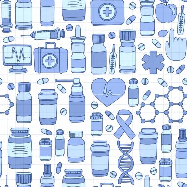 Eczacılık ve tıp vektör resimler doodle