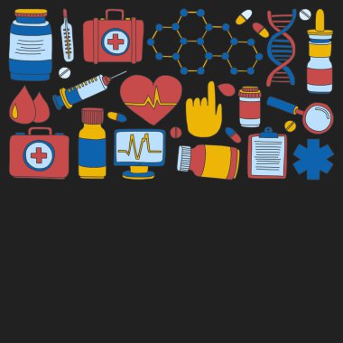 Eczacılık ve tıp vektör resimler doodle