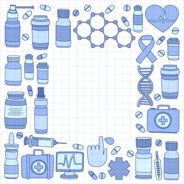 Eczacılık ve tıp vektör resimler doodle
