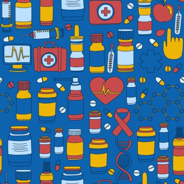 Eczacılık ve tıp vektör resimler doodle