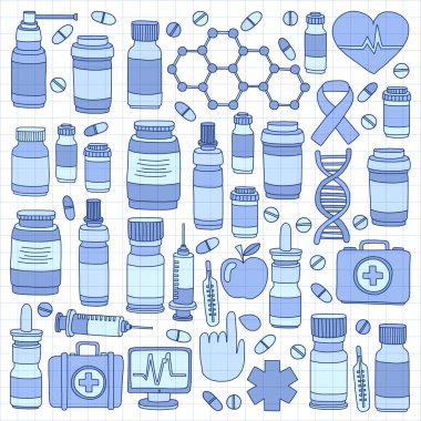 Eczacılık ve tıp vektör resimler doodle