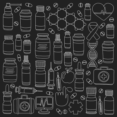 Eczacılık ve tıp vektör resimler doodle