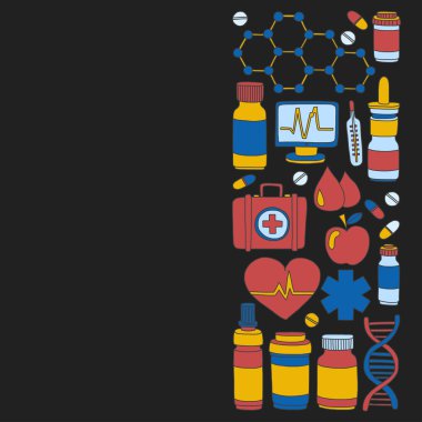 Eczacılık ve tıp vektör resimler doodle
