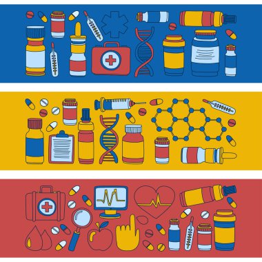 Eczacılık ve tıp vektör resimler doodle