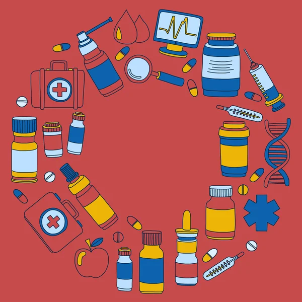 Фармація та медицина каракулі Векторні малюнки — стоковий вектор