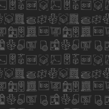 Vektör doodle simgeler 3d baskı