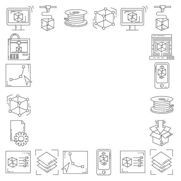 Wektor doodle ikony drukowania 3d — Wektor stockowy