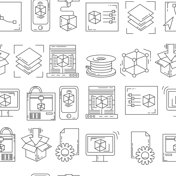 Vector doodle iconos 3d impresión — Archivo Imágenes Vectoriales