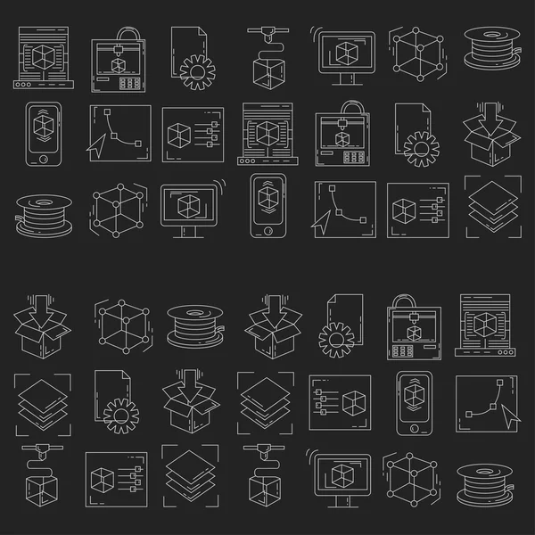 Vector doodle icons 3d printing — Stock Vector