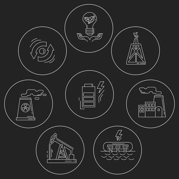 Energieökologie und Umweltverschmutzung Vektor Reihe von Symbolen — Stockvektor