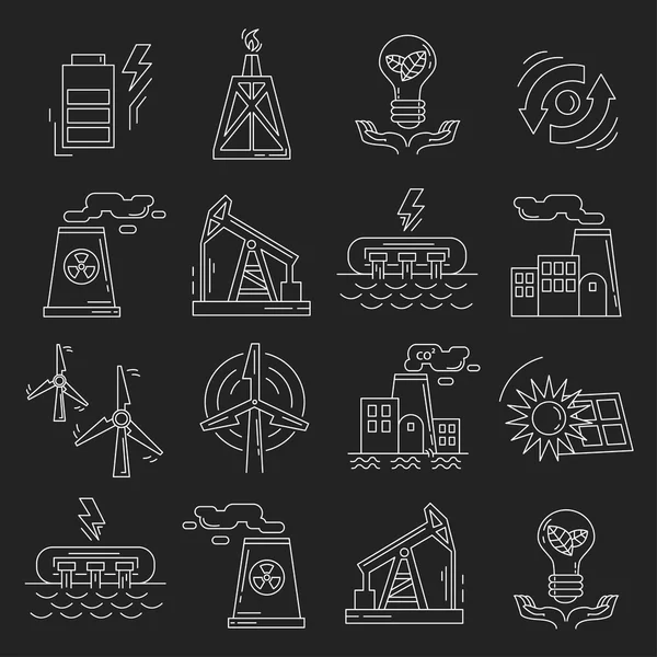 Energieökologie und Umweltverschmutzung Vektor Reihe von Symbolen — Stockvektor