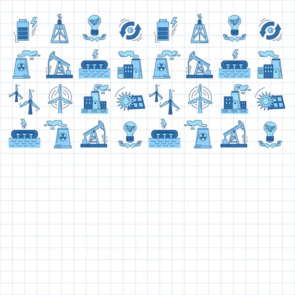 Ecología energética y contaminación Conjunto vectorial de iconos — Archivo Imágenes Vectoriales