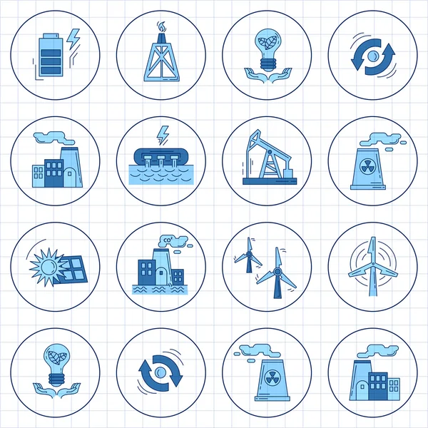 Energieökologie und Umweltverschmutzung Vektor Reihe von Symbolen — Stockvektor