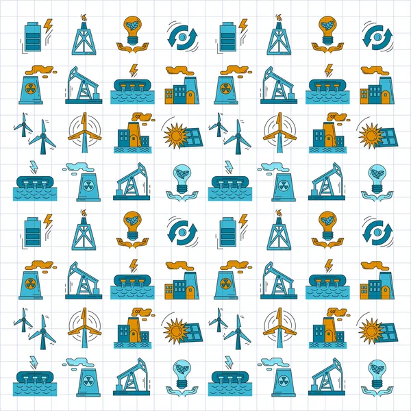 Ecología energética y contaminación Conjunto vectorial de iconos — Vector de stock