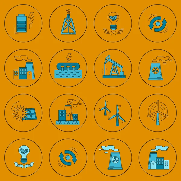 Ecología energética y contaminación Conjunto vectorial de iconos — Archivo Imágenes Vectoriales