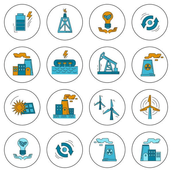 Ecología energética y contaminación Conjunto vectorial de iconos — Archivo Imágenes Vectoriales