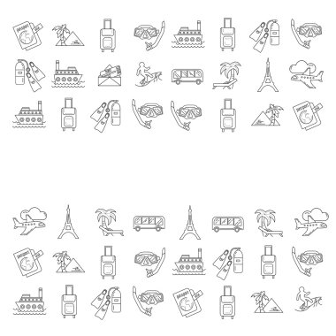 Seyahat simgeler doğrusal tasarım vektör kümesi