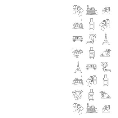 Seyahat simgeler doğrusal tasarım vektör kümesi