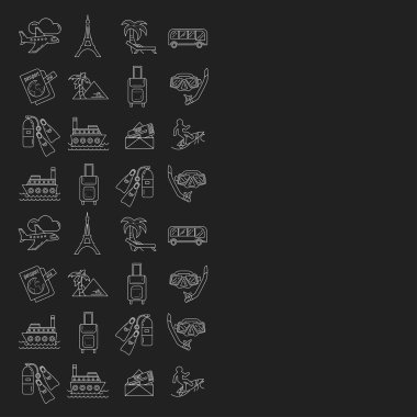 Seyahat simgeler doğrusal tasarım vektör kümesi