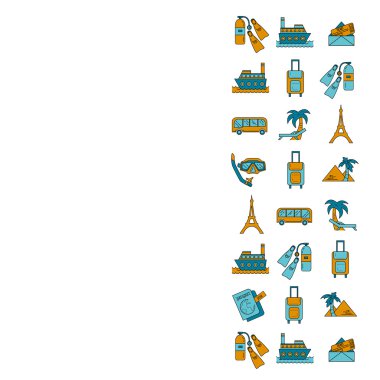Seyahat simgeler doğrusal tasarım vektör kümesi
