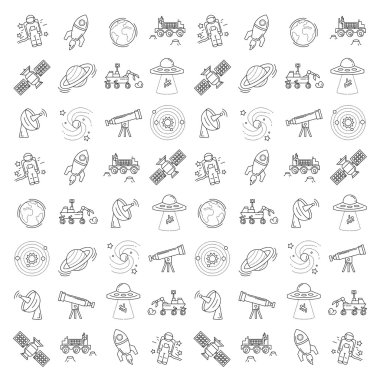 Uzay ve astronomi simgeler vektör kümesi