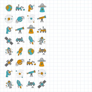 Uzay ve astronomi simgeler vektör kümesi